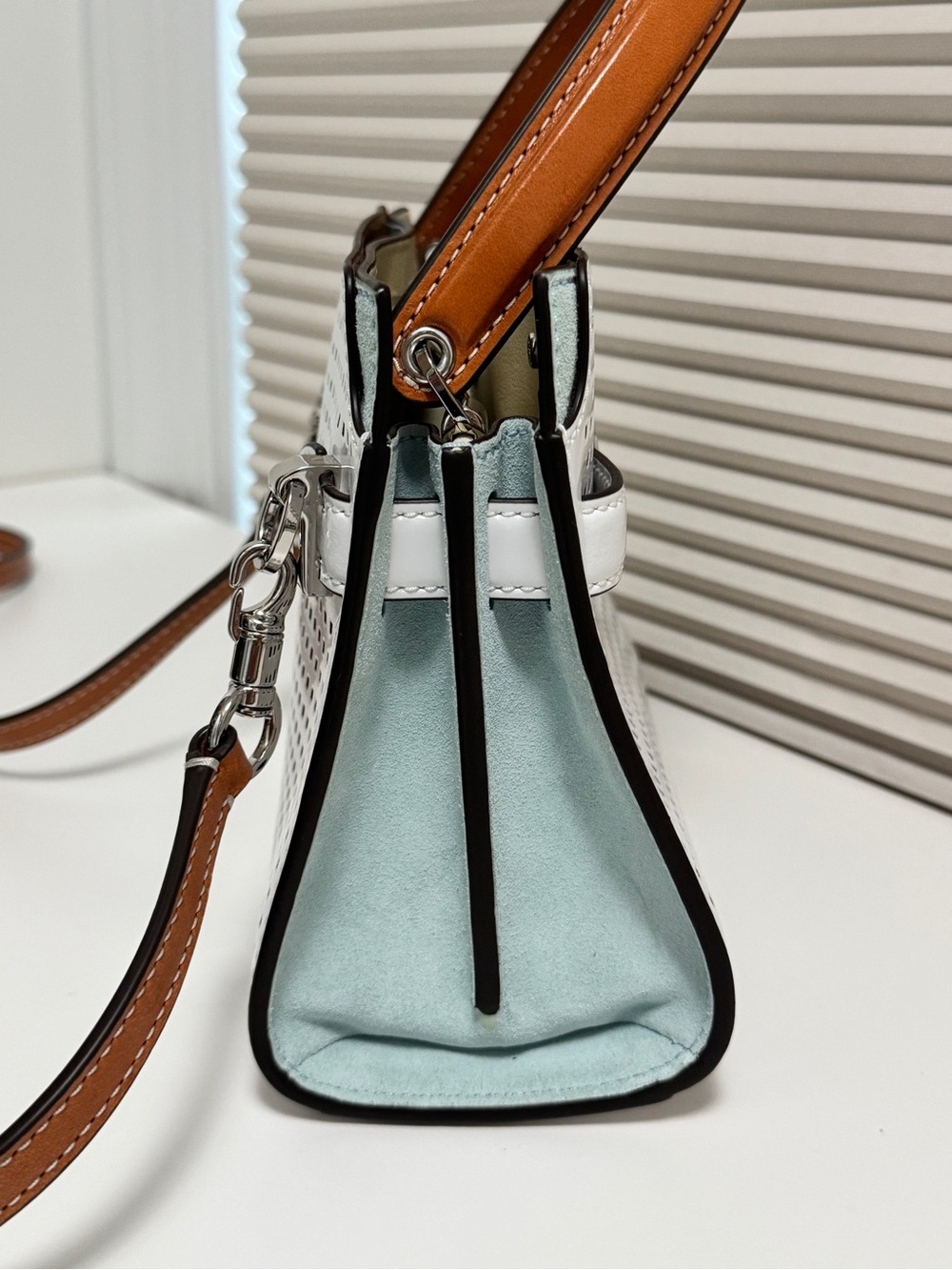 Tory Burch Lee Radziwill Petite Double Bag in Perforated Leather - Picture 3 of 7